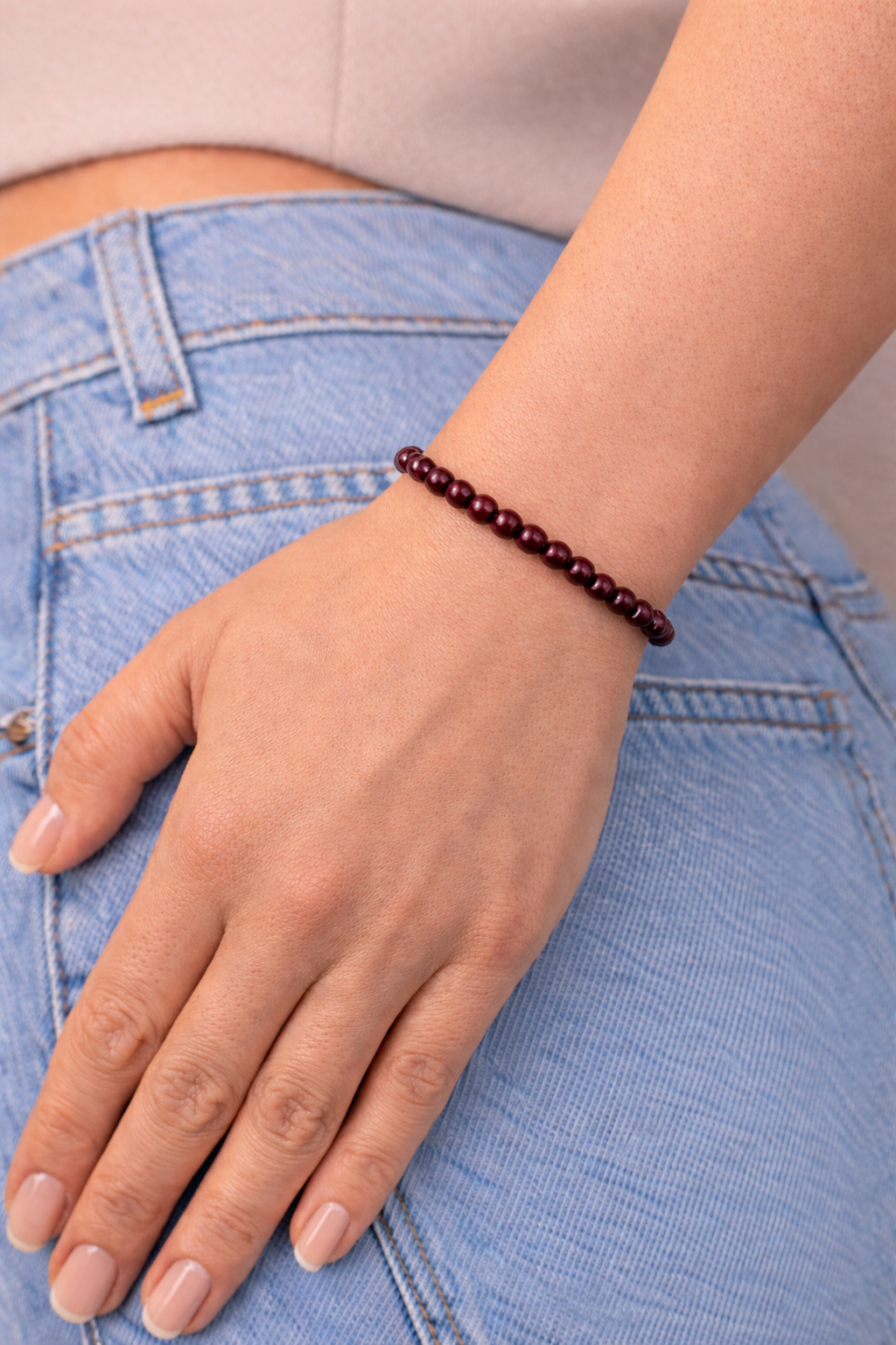 Garnet Bracelet 4mm Beads – Natural Stone