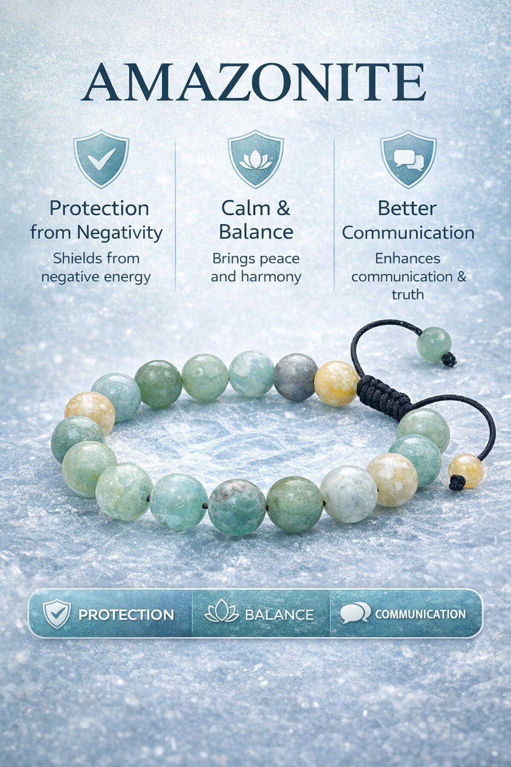 Amazonite Adjustable Bracelet – 10mm Natural Stone Beads