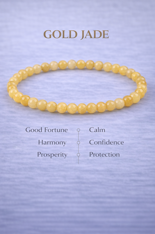 Gold Jade Bracelet 4mm Beads – Natural Stone