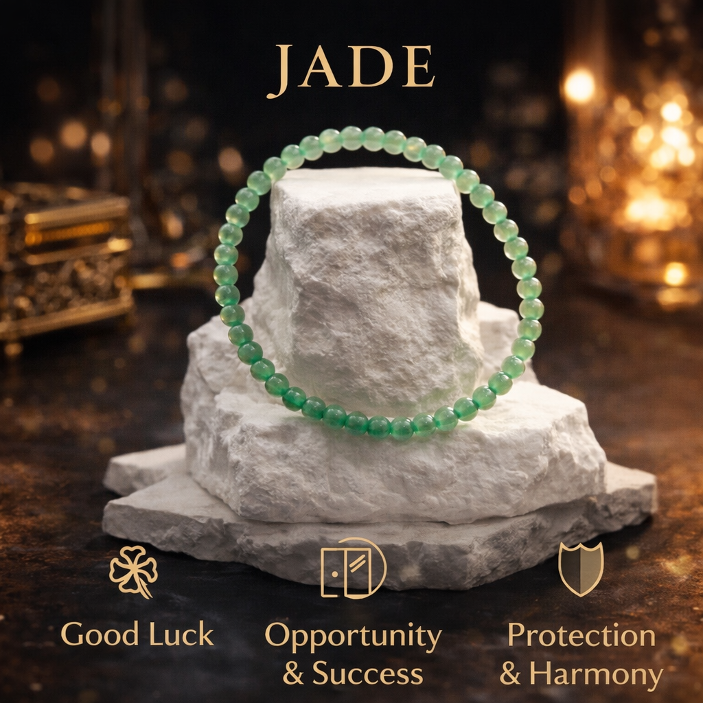 Natural Jade Bracelet 4mm Beads | Stretch Bracelet