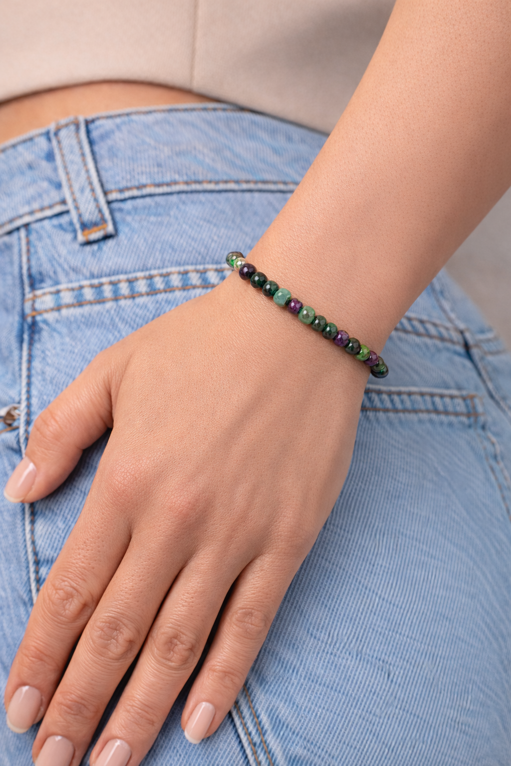 Ruby Zoisite Bracelet 4mm Beads – Natural Stone