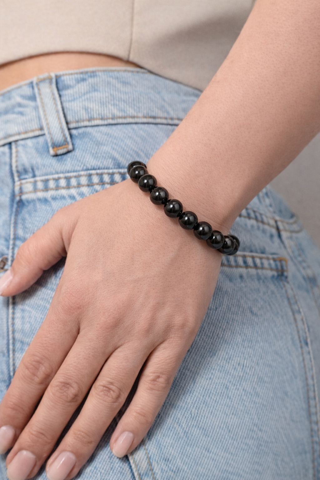 Black Tourmaline Bracelet (8mm) — Natural Stone Beads