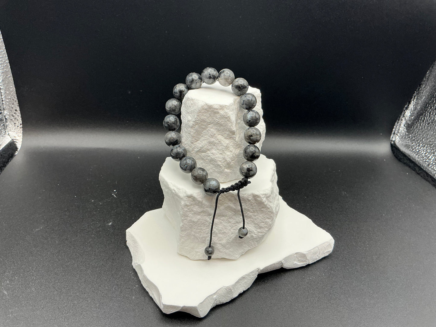 Larvikite Adjustable Beaded Bracelet (10mm)