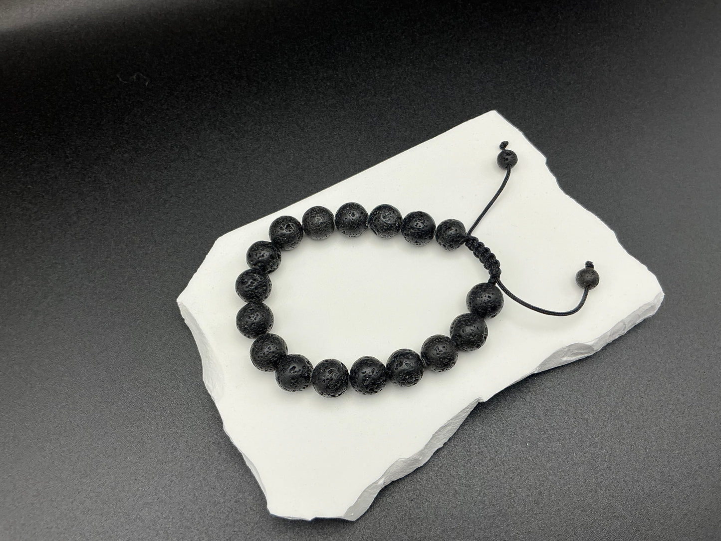 Lava Stone Adjustable Bracelet – 10mm Natural Beads
