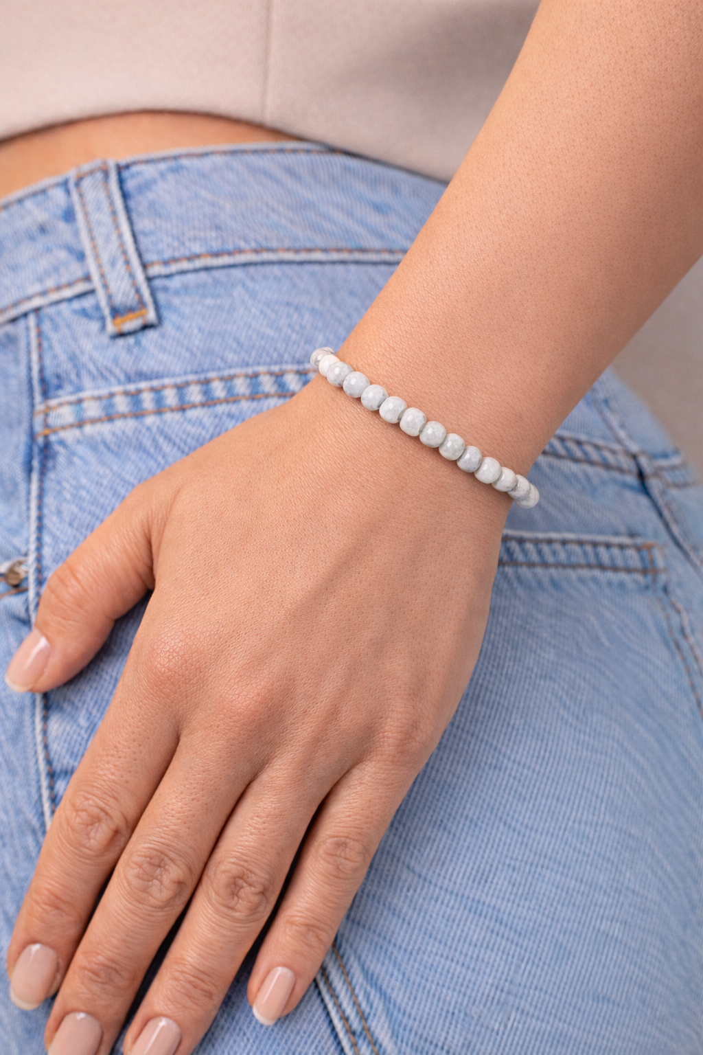 Howlite Bracelet 4mm Beads – Natural Stone