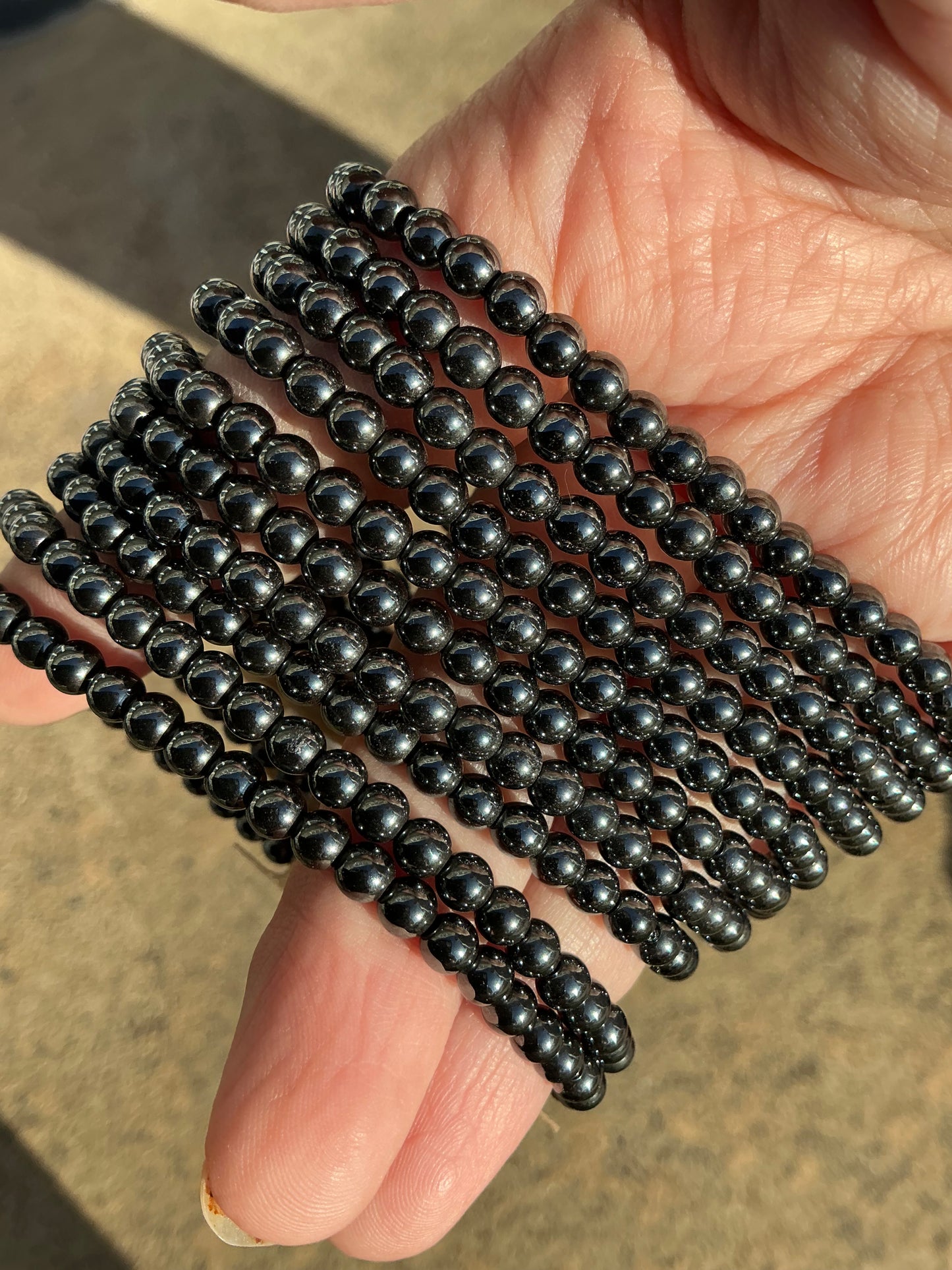 Hematite Bracelet 4mm Beads – Natural Stone
