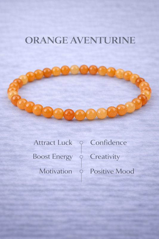 Orange Aventurine Bracelet 4mm Beads – Natural Stone