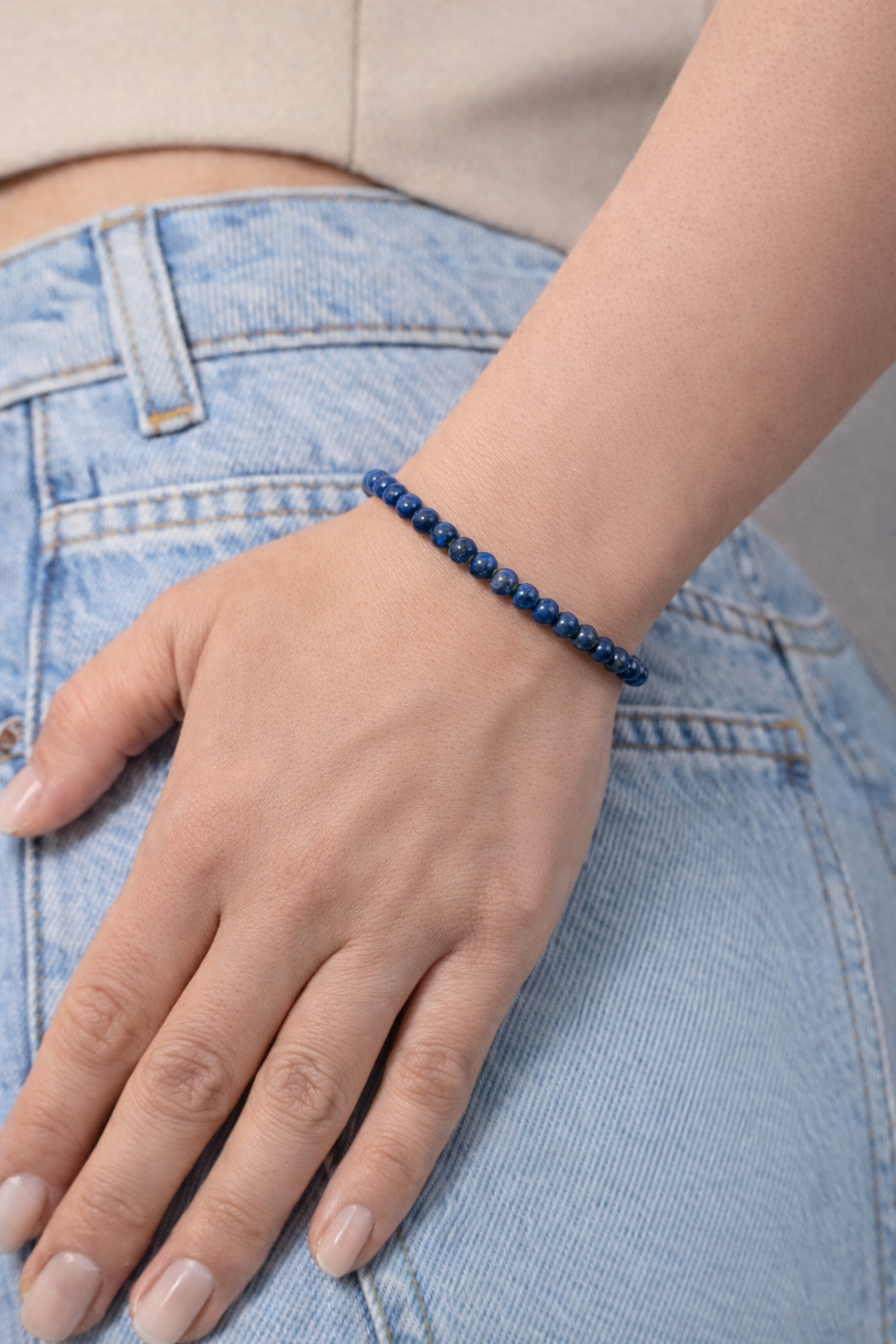 Lapis Lazuli Bracelet 4mm Beads – Natural Stone