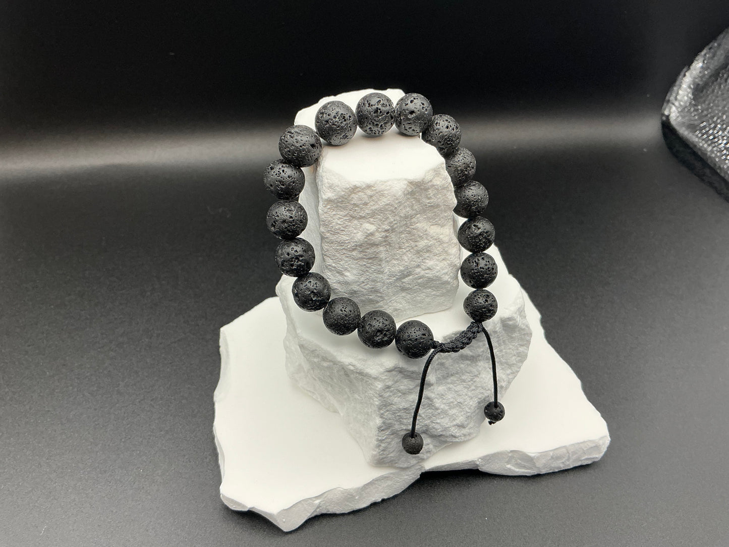 Lava Stone Adjustable Bracelet – 10mm Natural Beads