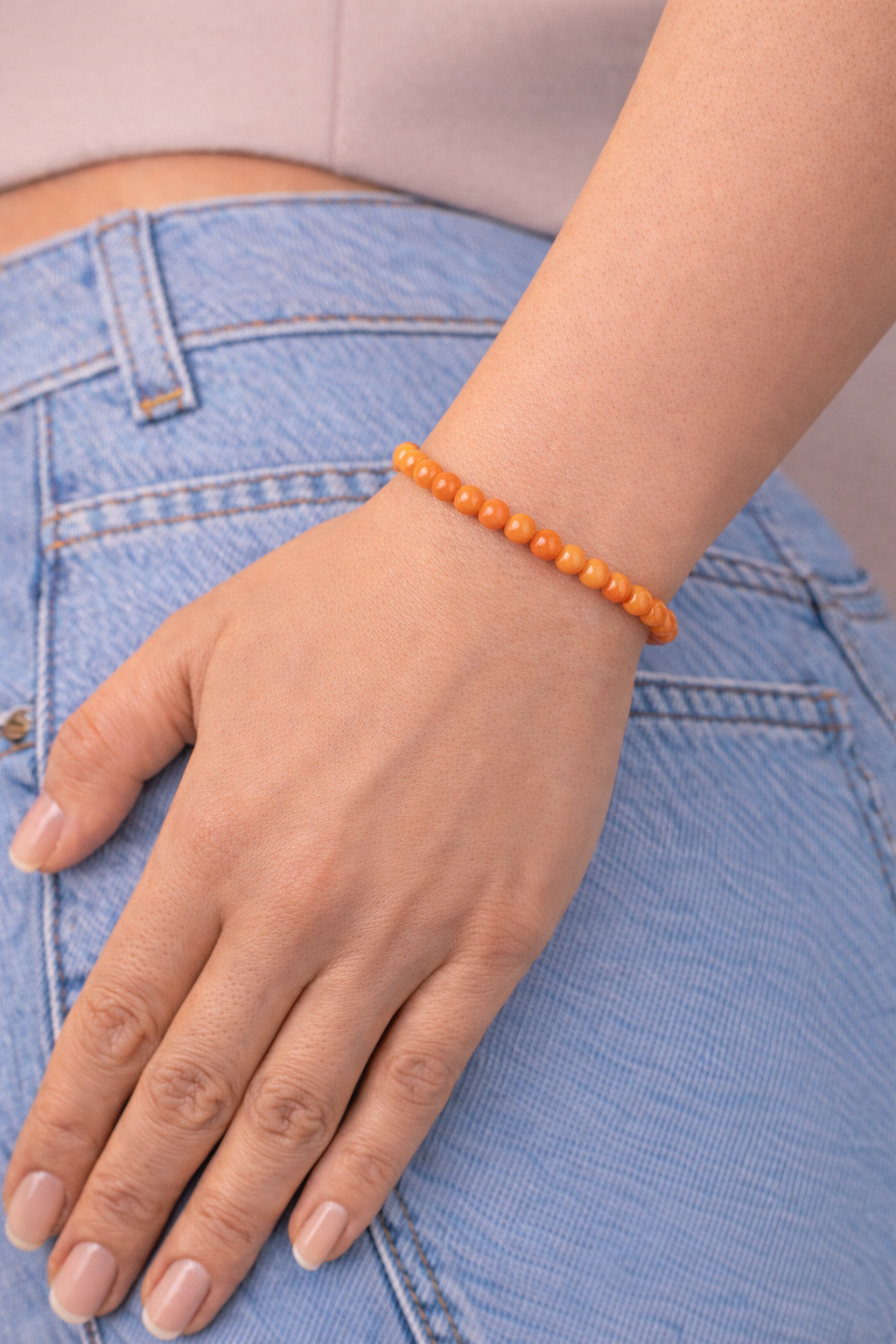 Orange Aventurine Bracelet 4mm Beads – Natural Stone