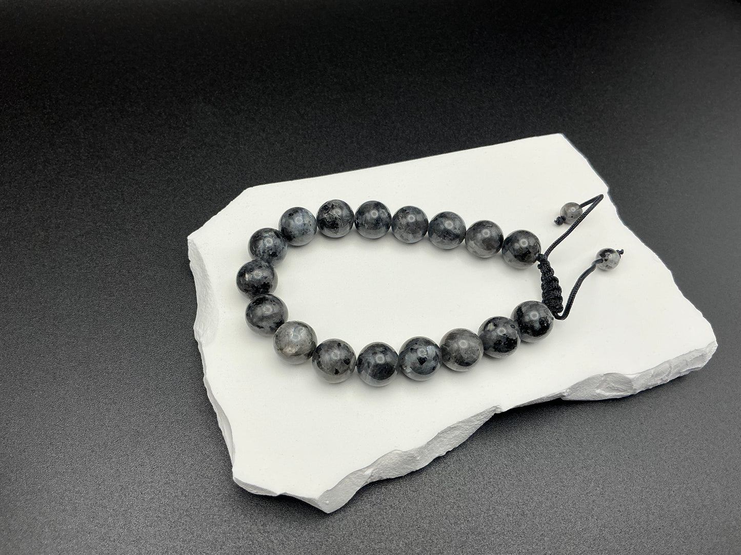 Larvikite Adjustable Beaded Bracelet (10mm)