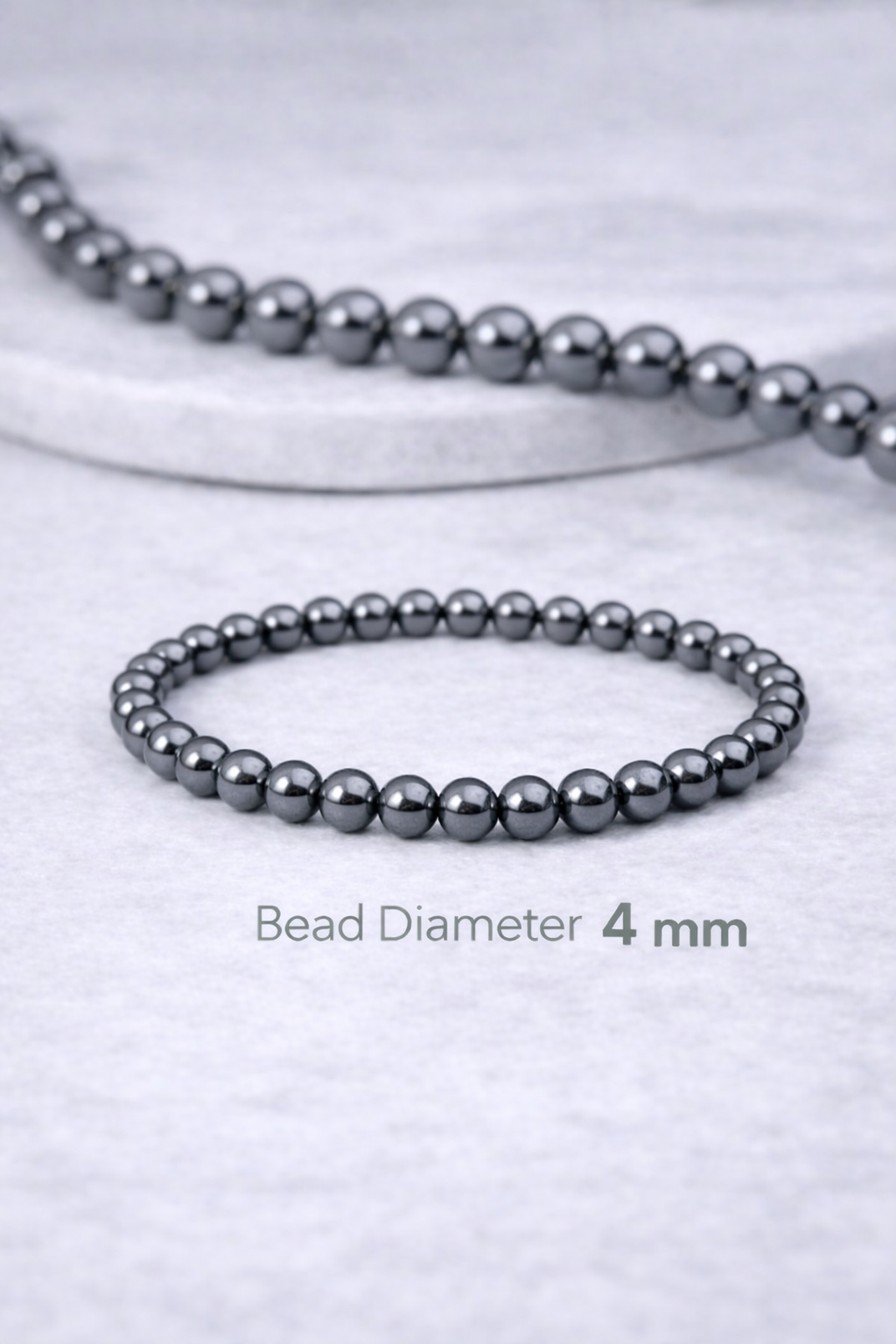 Hematite Bracelet 4mm Beads – Natural Stone