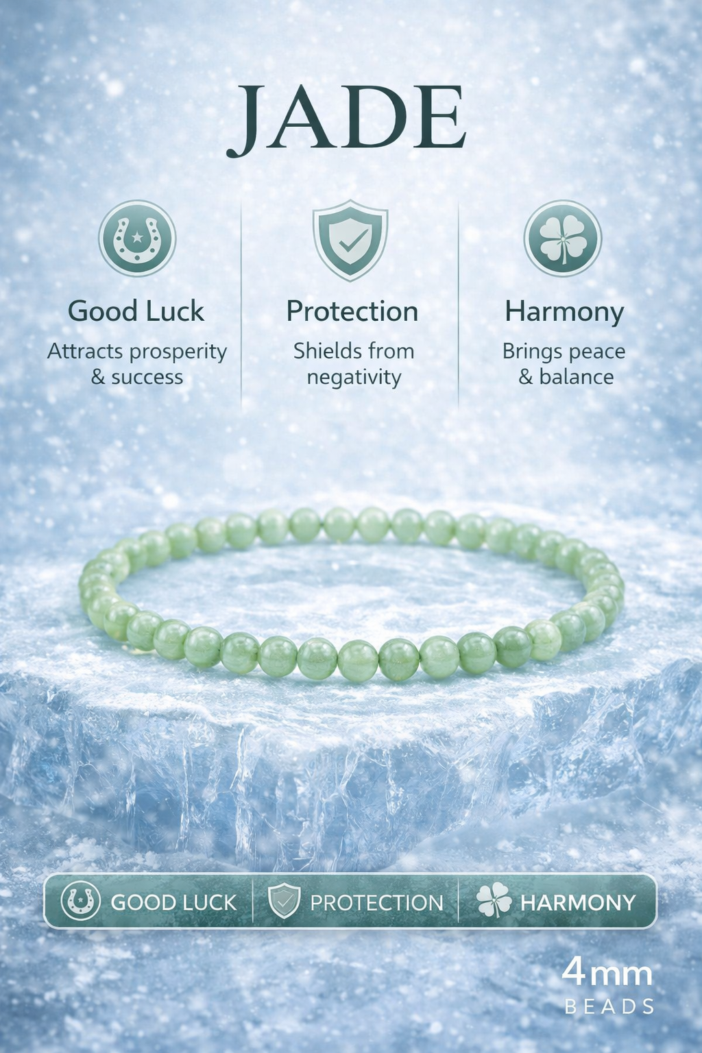 Natural Jade Bracelet 4mm Beads | Stretch Bracelet