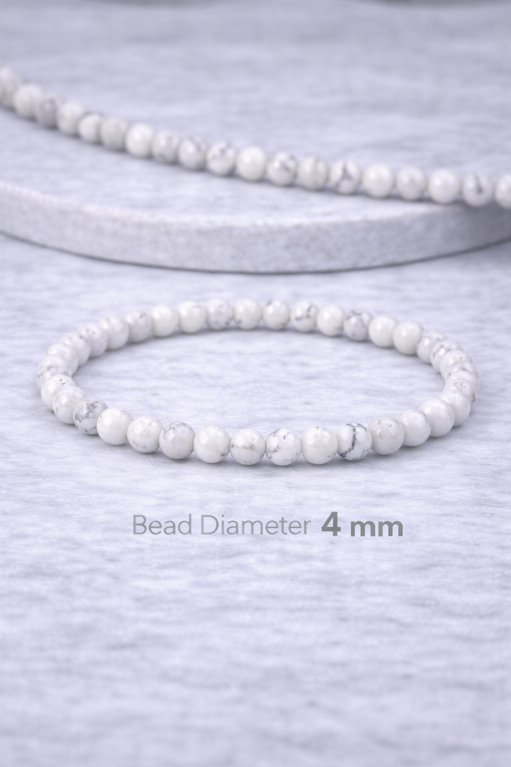 Howlite Bracelet 4mm Beads – Natural Stone