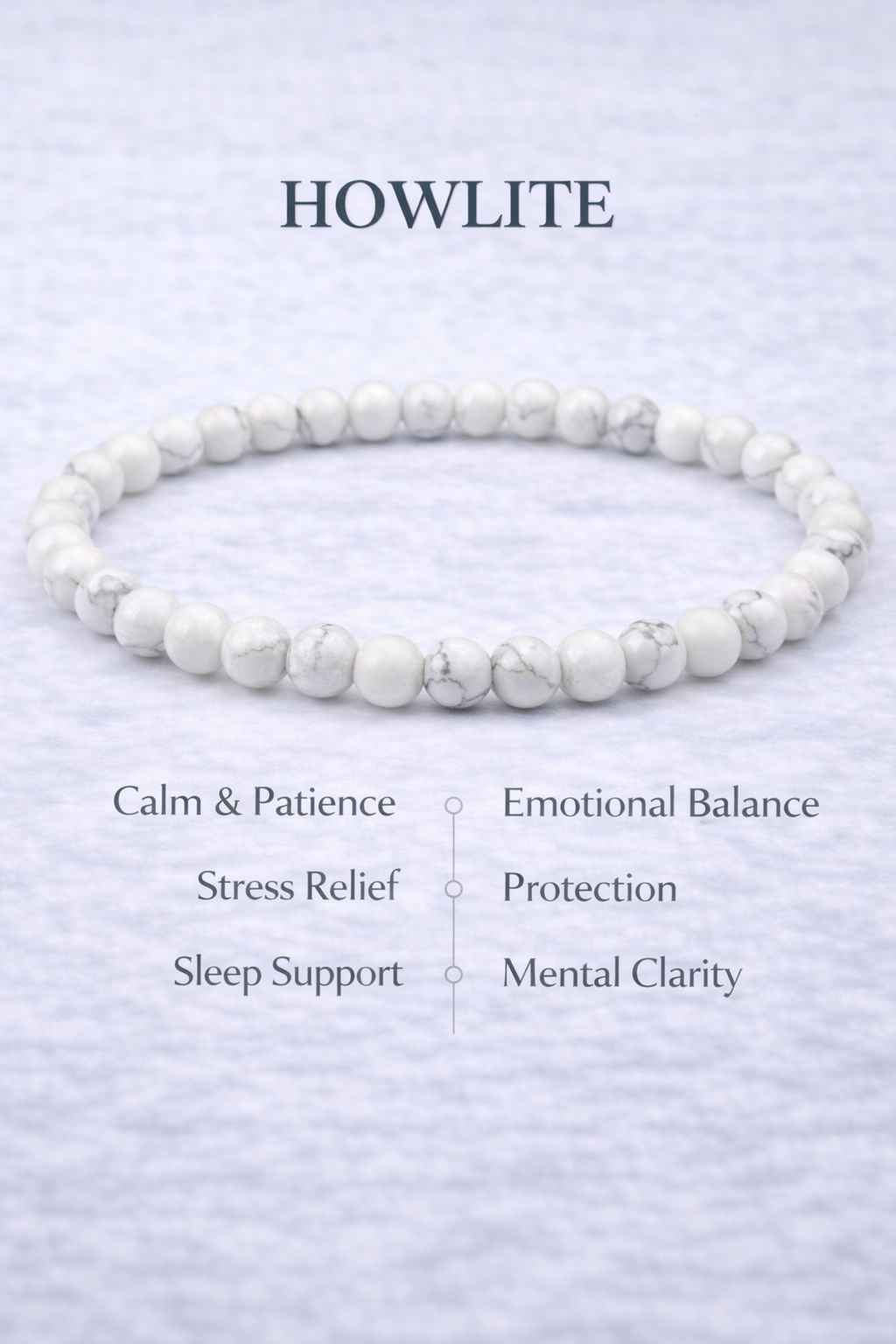 Howlite Bracelet 4mm Beads – Natural Stone