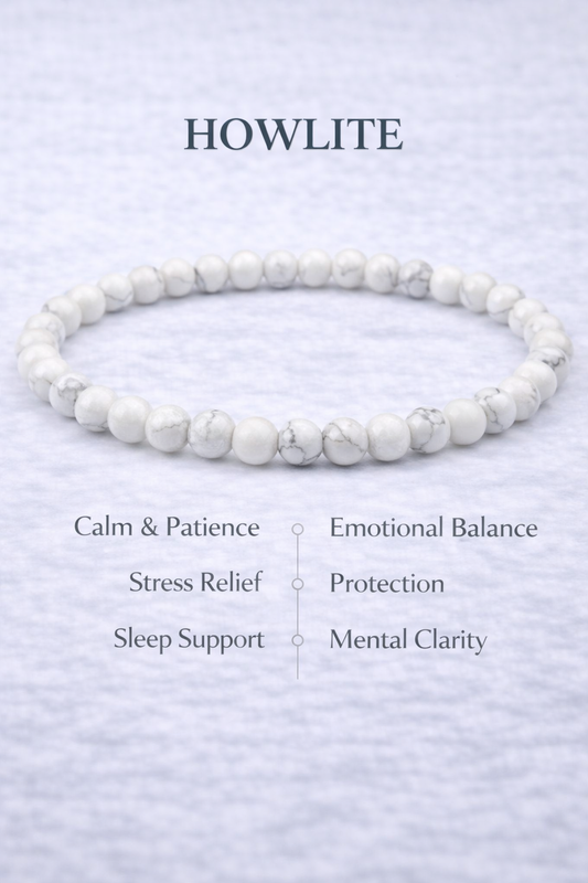 Howlite Bracelet 4mm Beads – Natural Stone