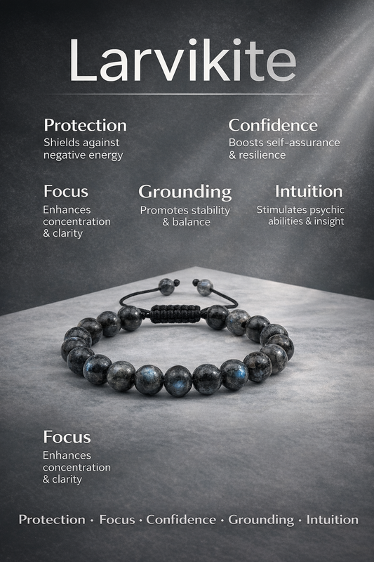 Larvikite Adjustable Beaded Bracelet (10mm)