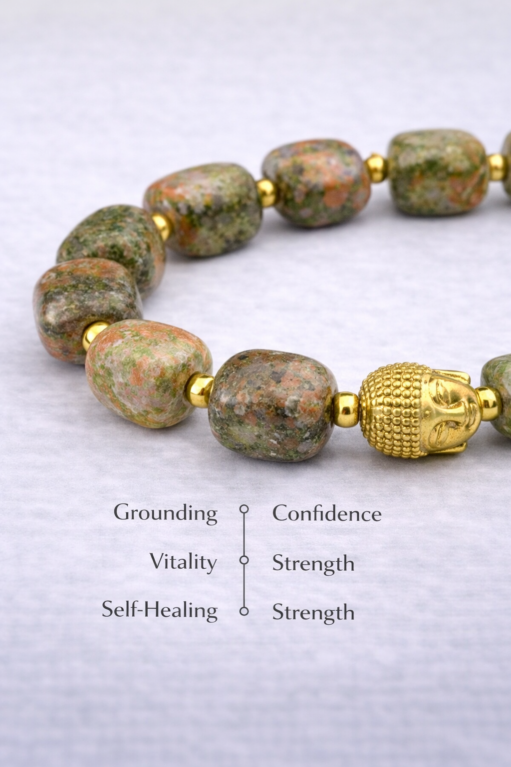 Unakite Buddha Bracelet