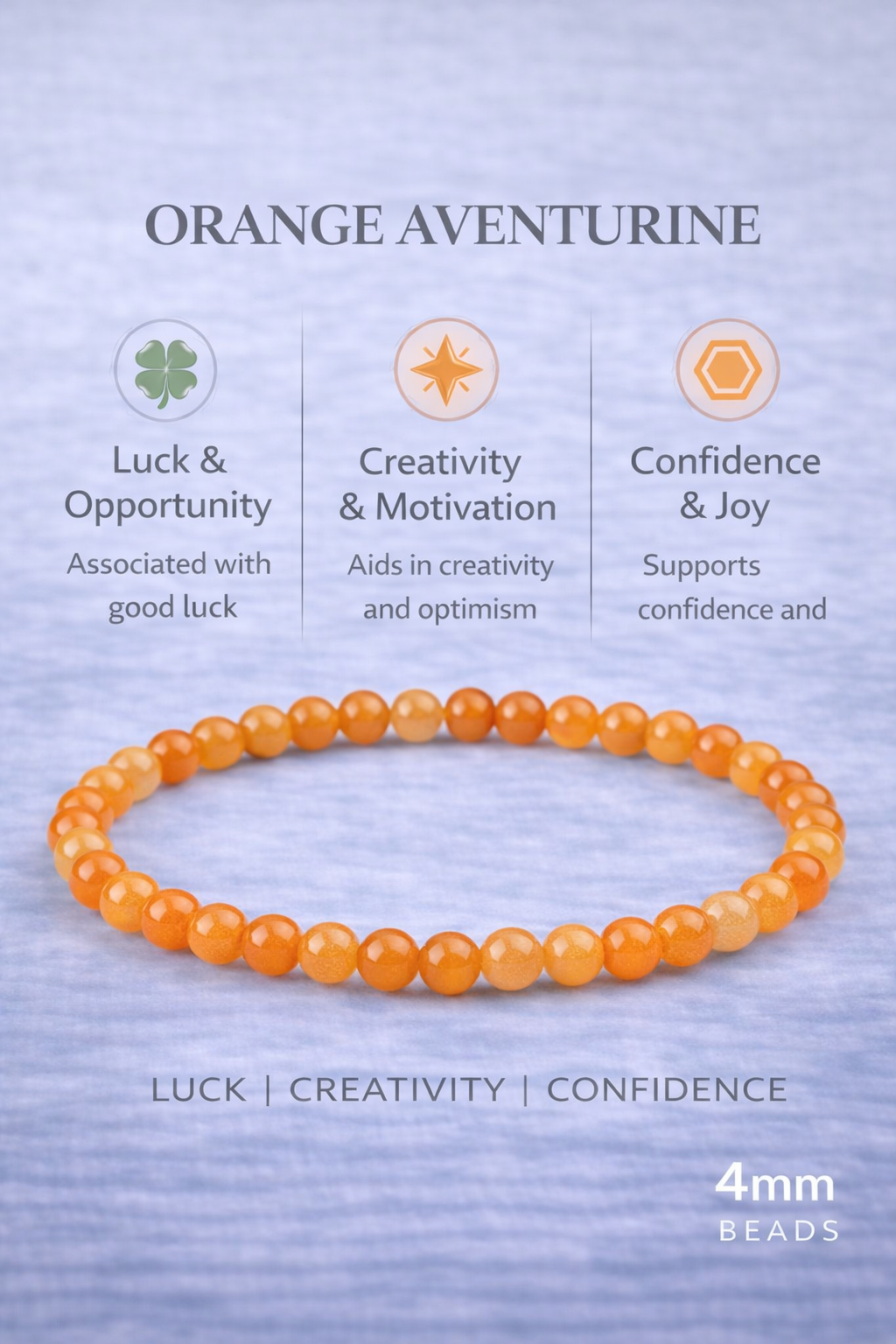 Orange Aventurine Bracelet 4mm Beads – Natural Stone