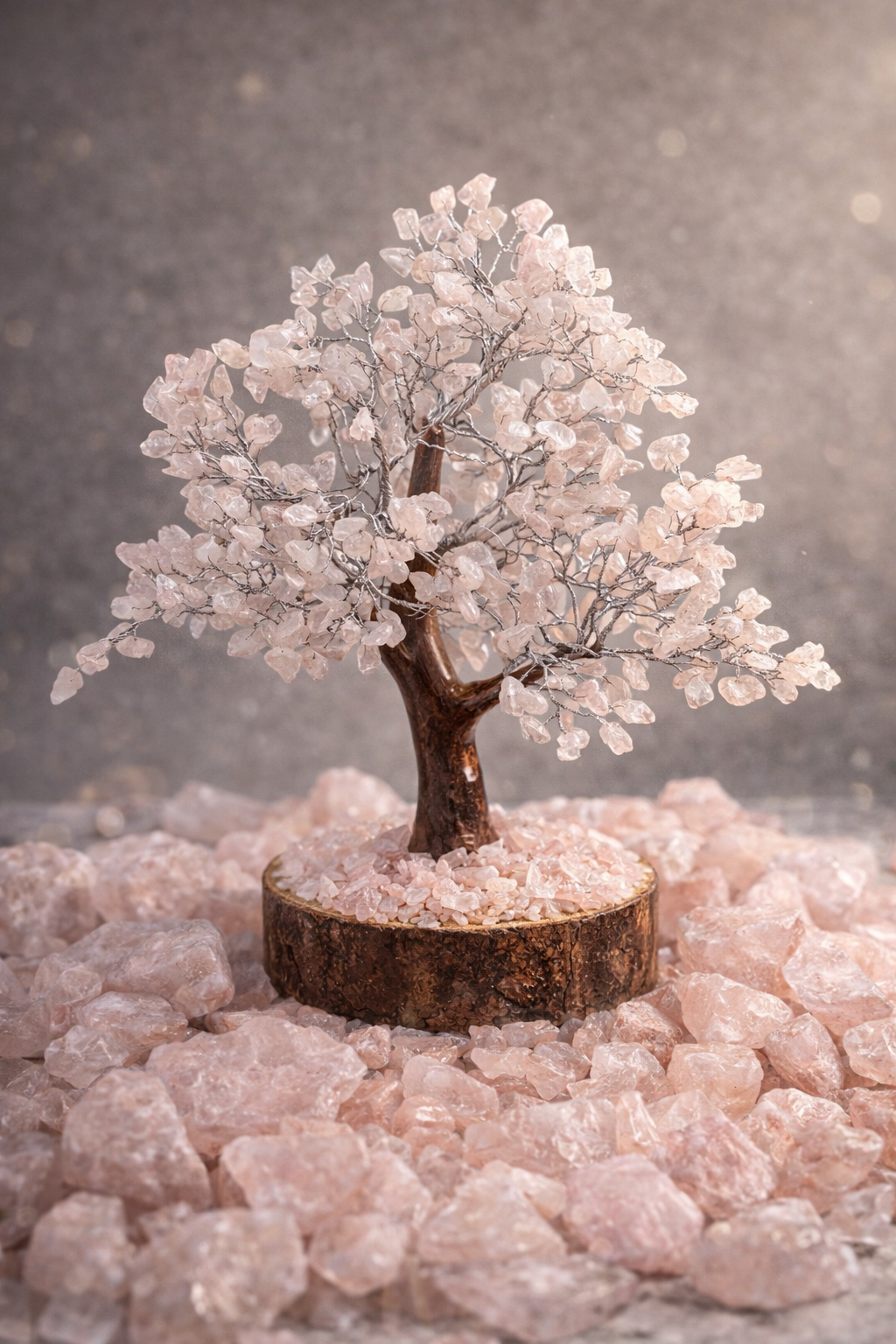Rose Quartz Tree of Life — Luxury Crystal Decor (10 in)