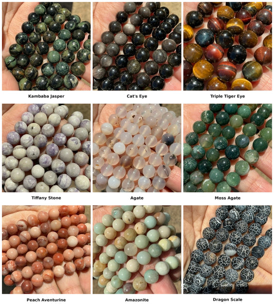 Natural Gemstone Bracelet, 8mm Crystal Beaded Bracelet, Choose Your Stone, Buy 3 Get 1 Free