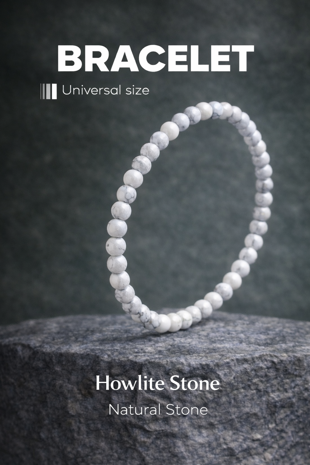 Howlite Bracelet 4mm Beads – Natural Stone