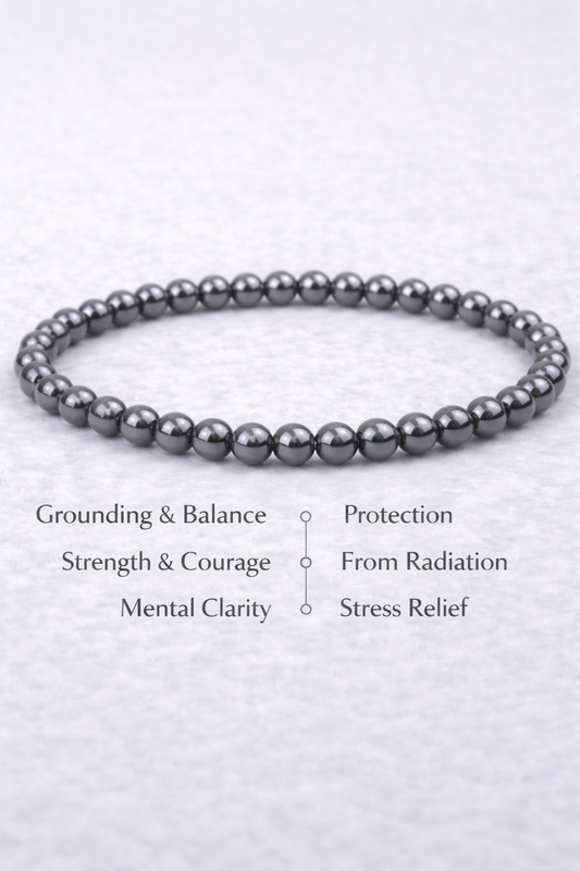 Hematite Bracelet 4mm Beads – Natural Stone
