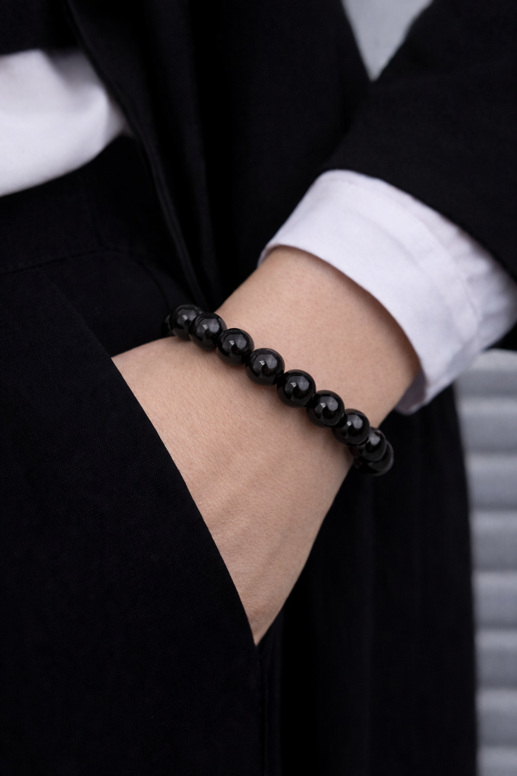 Black Tourmaline Bracelet (8mm) — Natural Stone Beads