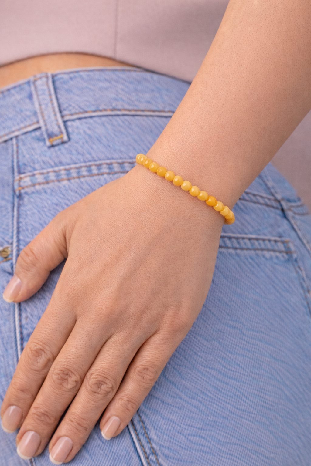 Gold Jade Bracelet 4mm Beads – Natural Stone