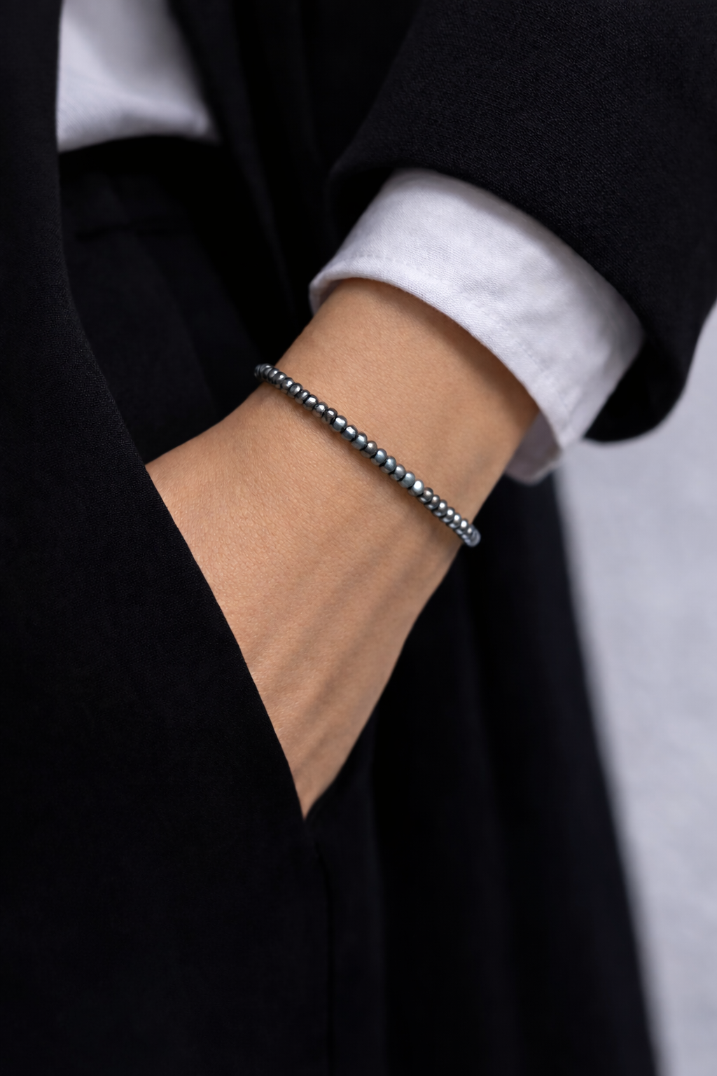 Hematite Bracelet 4mm Beads – Natural Stone