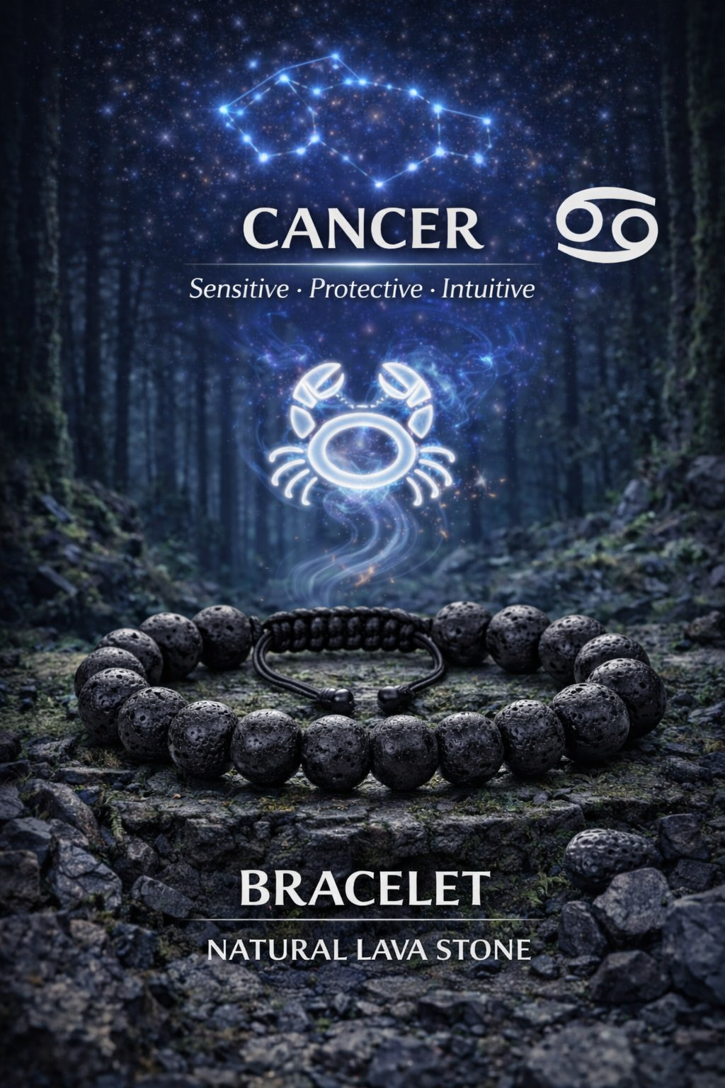 Lava Stone Adjustable Bracelet – 10mm Natural Beads