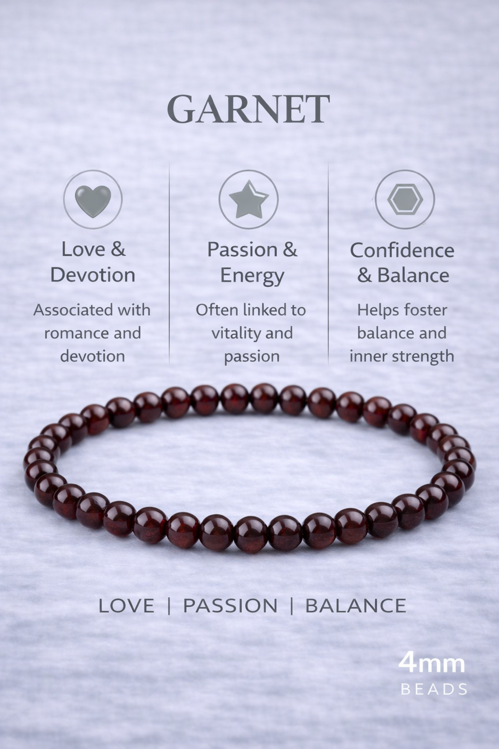 Garnet Bracelet 4mm Beads – Natural Stone