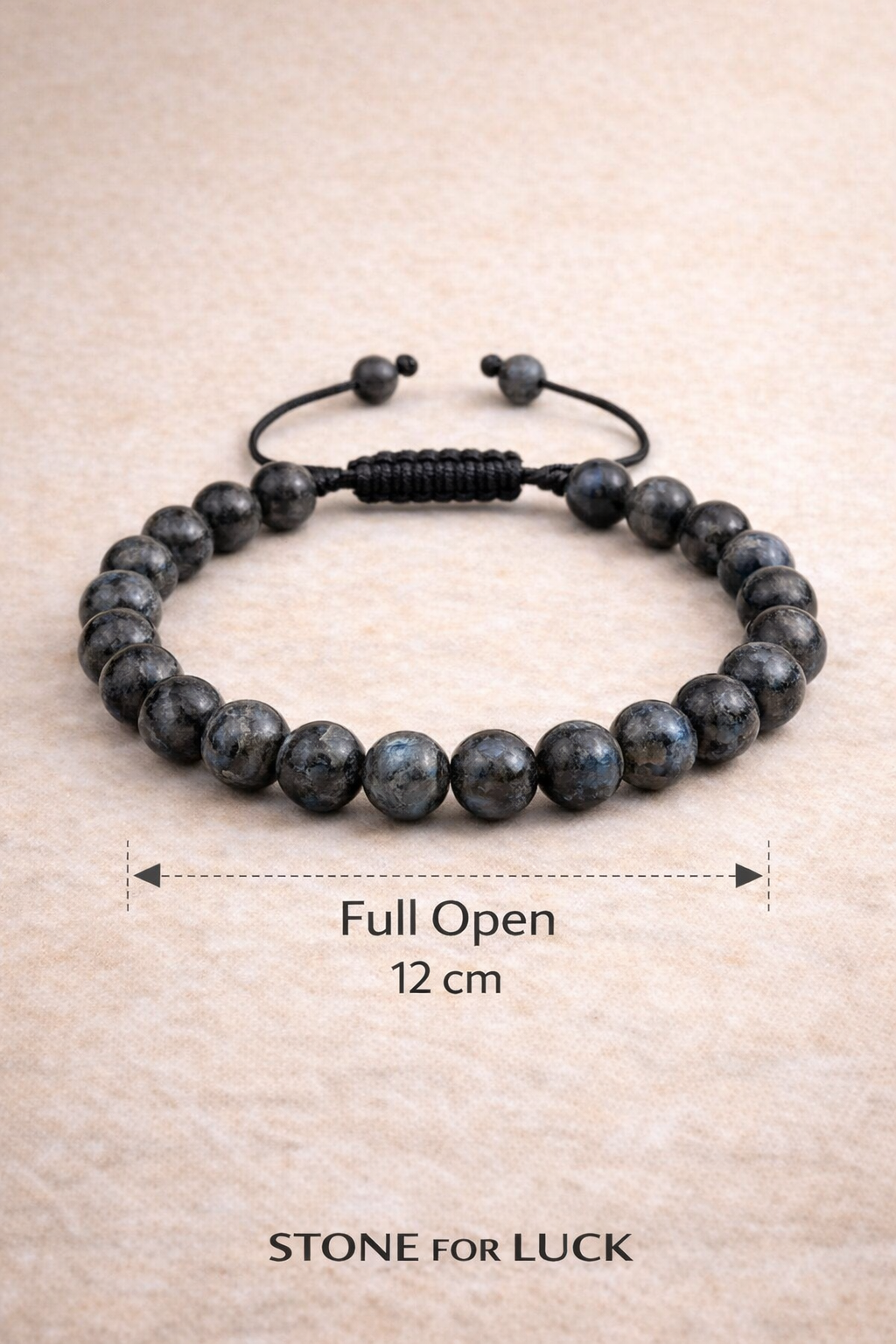 Larvikite Adjustable Beaded Bracelet (10mm)